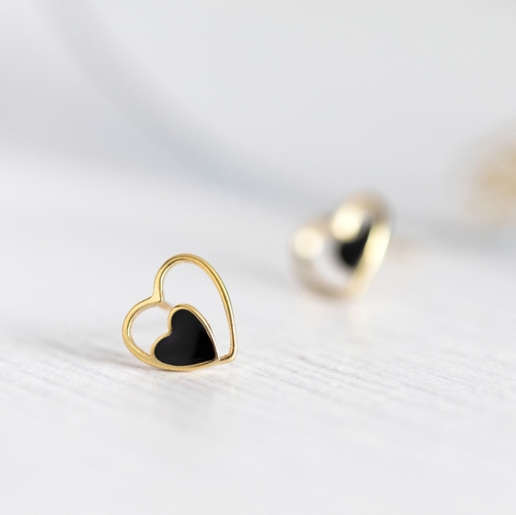Petite Heart Studs - Only 4 left! - Picture 4 of 6